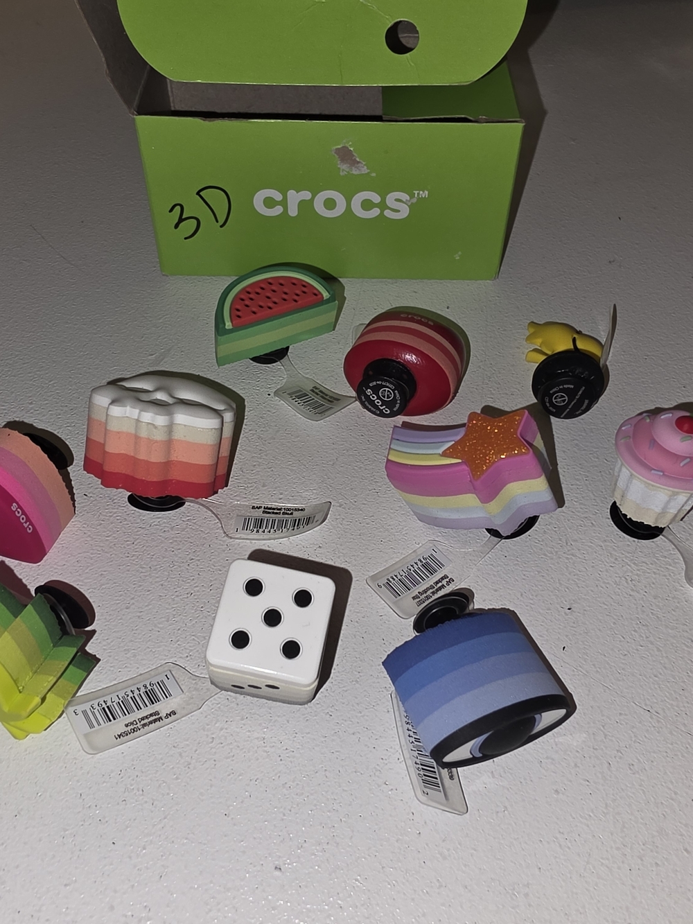 CROCS Multicolor Kids Jibbitz Shoe Charms 3D- Rainbow Food & Fun Shapes
